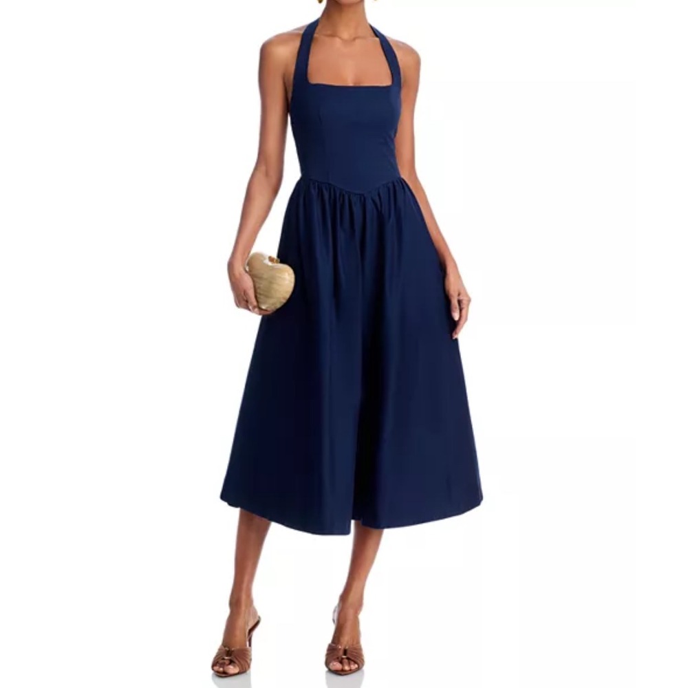 Aqua Navy Midi Dress